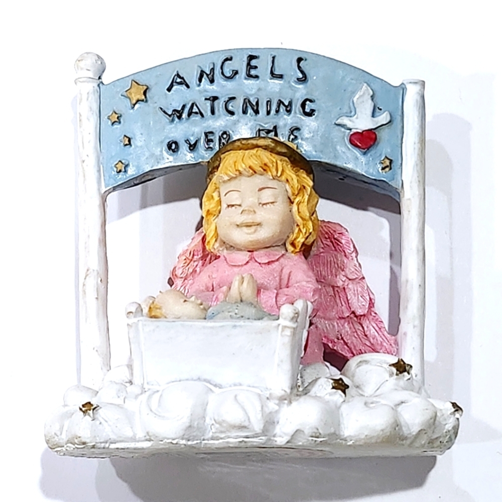 Angels Watching Over Me Baby Hermitage Pottery Figurine